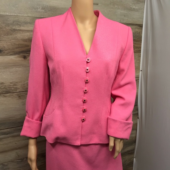 SAG HARBOR Women 2Piece Skirt/Blazer Suit Petite Pink Button Up - Picture 10 of 10